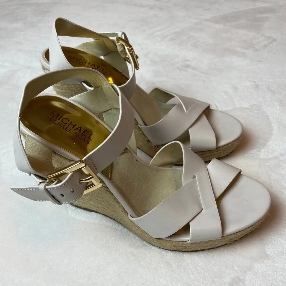 Michael Kors Viola Espadrille White Strappy Wedge